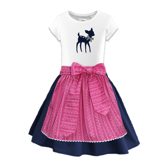 
                    
                      Maedchendirndl Rock dunkelblau Tupfen Schuerze Ranken pink.Bambi
                    
                  