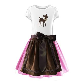 
                    
                      Kinderdirndl Rock hellrosa Tupfen Schuerze Samt braun
                    
                  