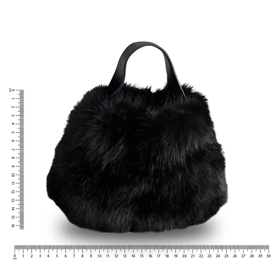 Mini Fake Fur Handtasche 'Kitzbühel' mit Leo Muster, schwarz