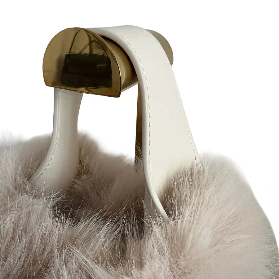 Mini Tasche Fell Fake Fur beige detail