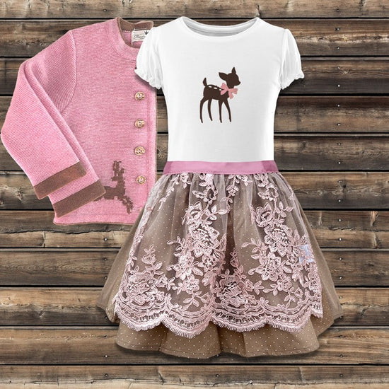Mädchen Dirndl Goldmarierosé
