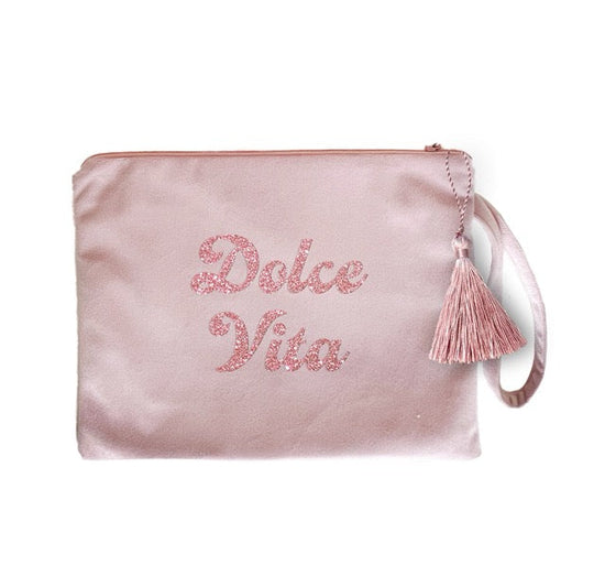 Kosmetiktaschen Dolce vita Samt hellrosa rosegold