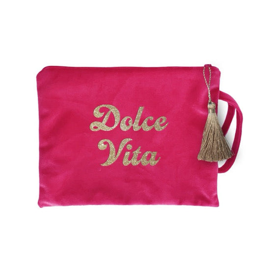 Kosmetiktaschen Dolce vita Samt pink gold