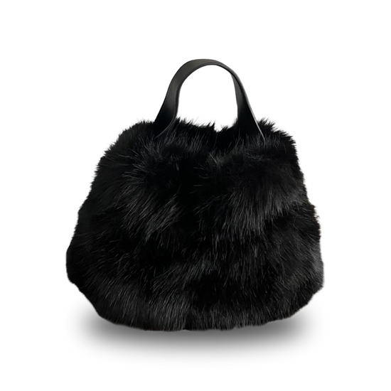 Mini Tasche Fell Fake Fur schwarz