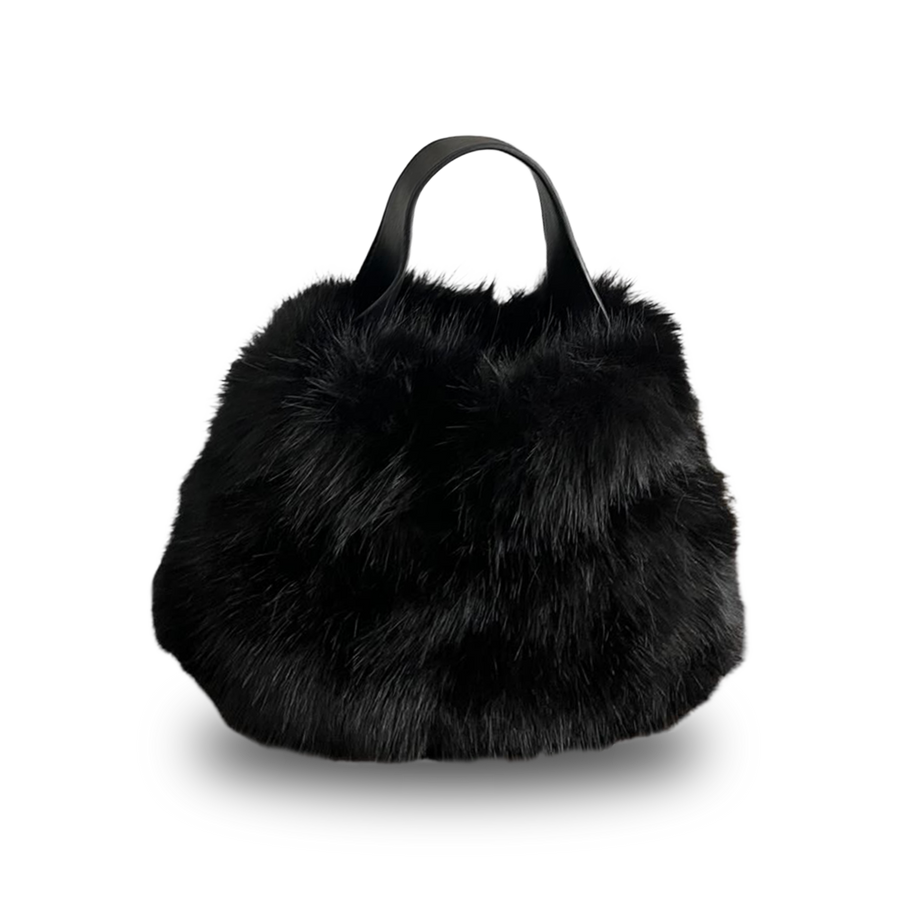 Mini Tasche Fell Fake Fur schwarz