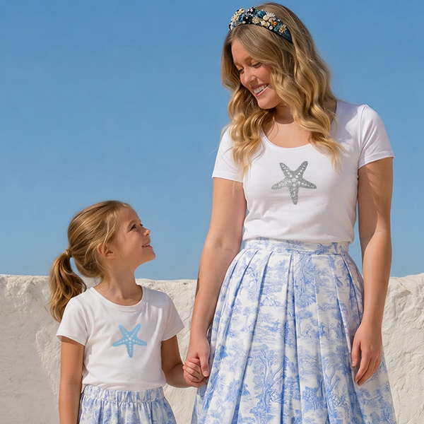 Damen Rock hellblau Toile de Jouy