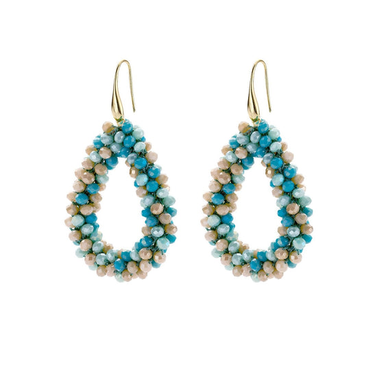 Statement Ohrringe Sommer Oval perle braun tuerkis
