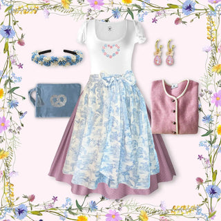 
                    
                      Outfit Damendirndl Rock Tupfen rosa Schuerze Toile Shirt Herz
                    
                  