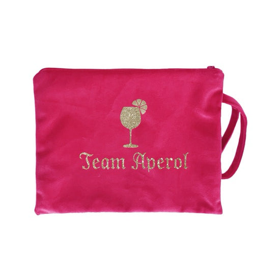 Samt Clutch Oktoberfest Team Aperol pink gold