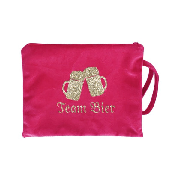 Samt Clutch Oktoberfest Team bier pink gold