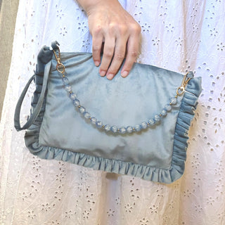 
                    
                      Samt Clutch Ruesche Volant perlenkette hellblau.3
                    
                  