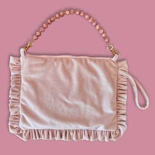 
                    
                      Samt-Clutch-Ruesche-Volant-perlenkette rosa
                    
                  