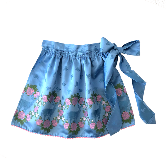 Kinder Dirndlschuerze Seide hellblau rosa