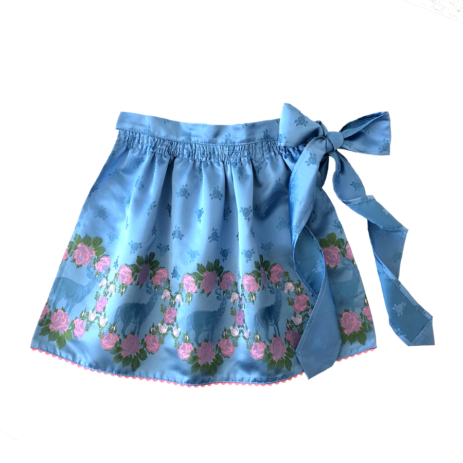 Kinder Dirndlschuerze Seide hellblau rosa