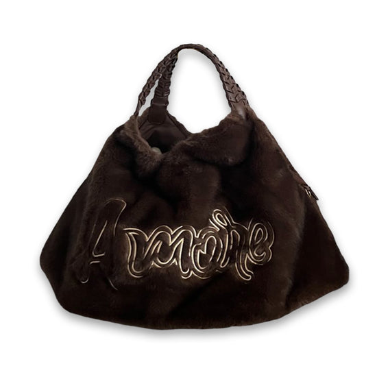 Shopper Tasche Fake Fur schokobraun2