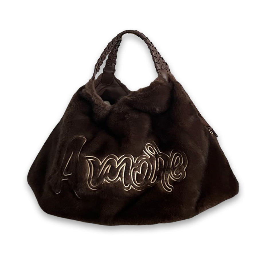 Shopper Tasche Fake Fur schokobraun2