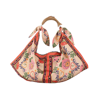 
                    
                      Strand Shopper Tasche mit stylischen Holzgriff aus Satin 
                    
                  