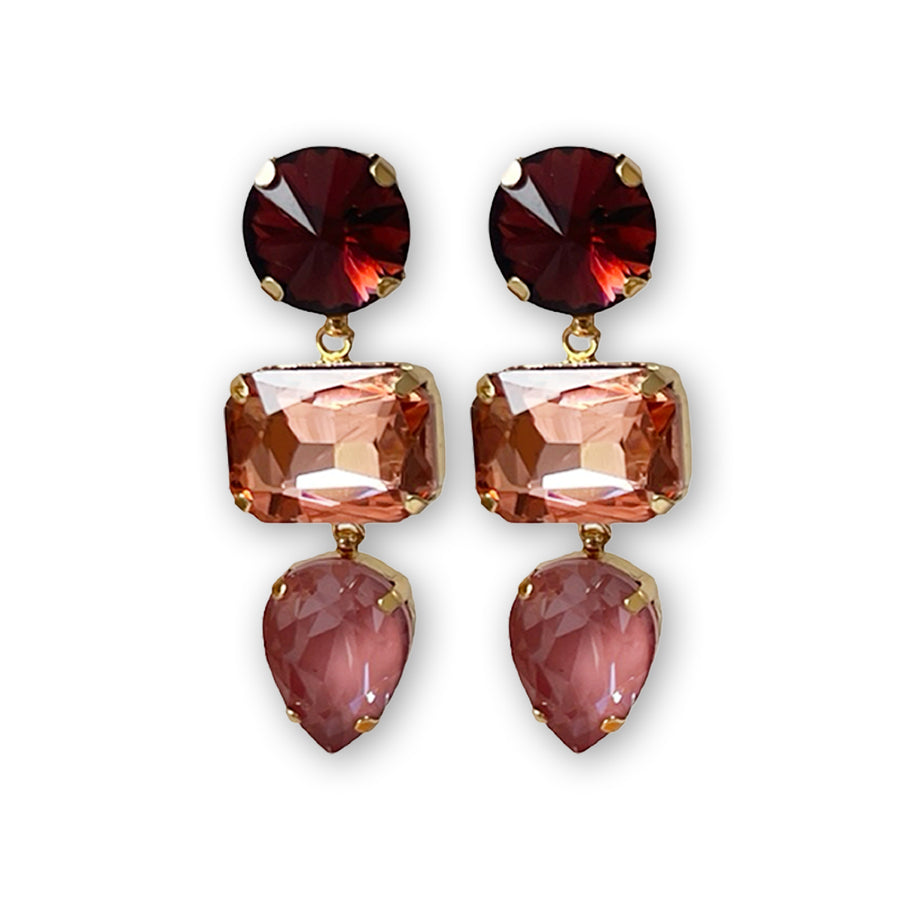 Statement Ohrringe Art Deco Steine gold beere rosegold