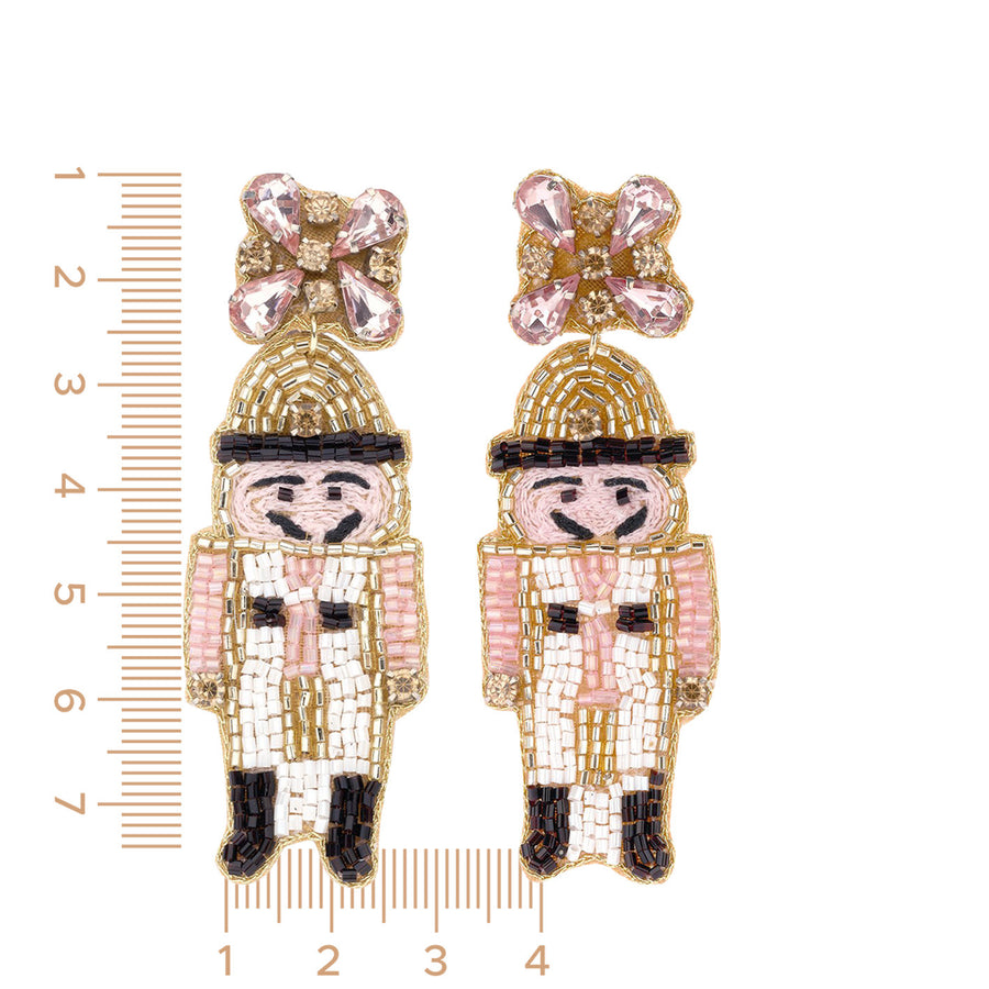 Statement Ohrringe Christmas Nussknacker rosa gold