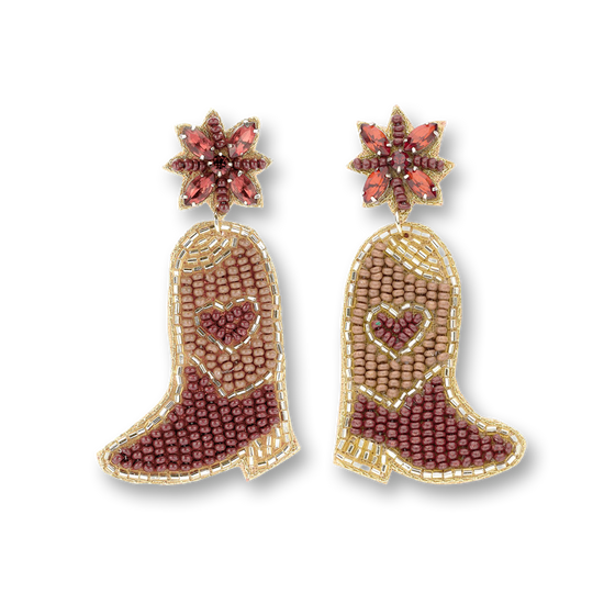 Statement Ohrringe mit Cowboy-Boots-Design in Braun