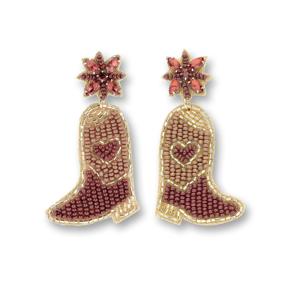 Statement Ohrringe mit Cowboy-Boots-Design in Braun