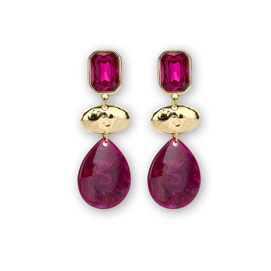Statement Ohrringe Drops gold Bordeaux