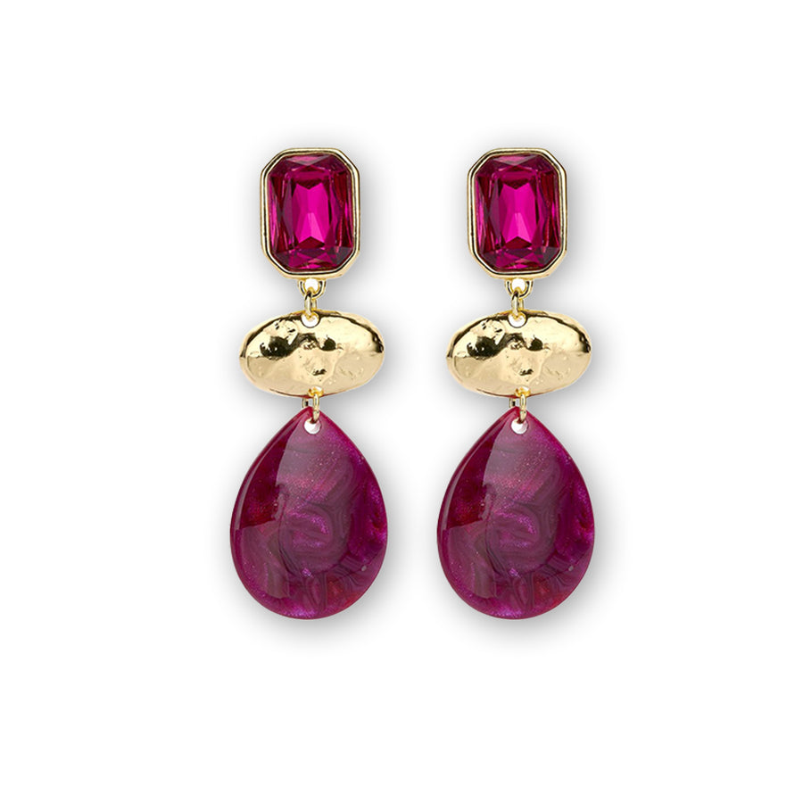 Statement Ohrringe Drops gold Bordeaux