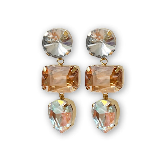 Statement Ohrringe Haenger Art Deco Steine gold beige
