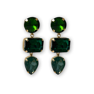 
                    
                      Statement Ohrringe Haenger Art Deco Steine gold dunkelgruen
                    
                  