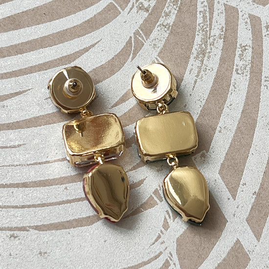 Statement Ohrringe Haenger Art Deco Steine gold rueckseite