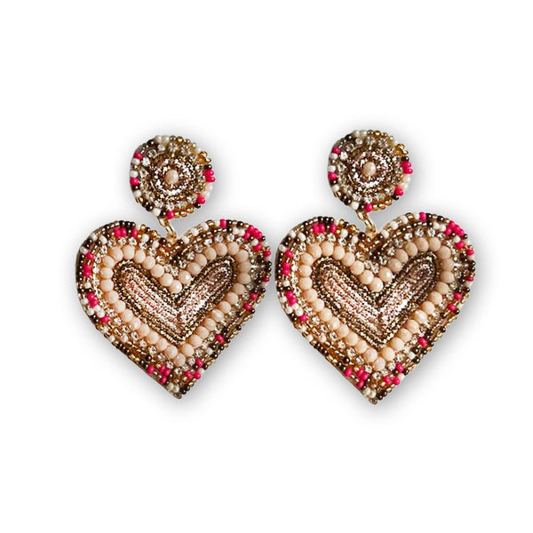 Statement Herz Ohrringe beige pink