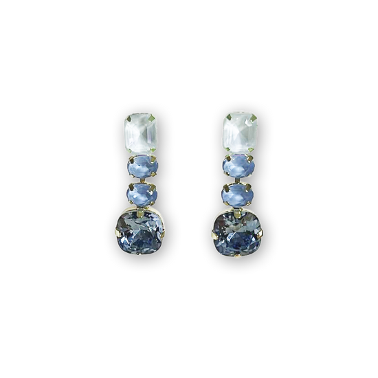 Statement Ohrringe Kristalle blau gold