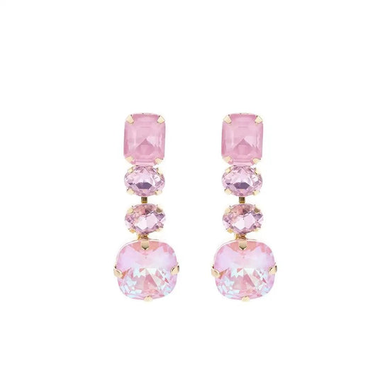 Glamour Statement Ohrringe Venedig rosa, luxuriöse Steine, Damen Accessoire