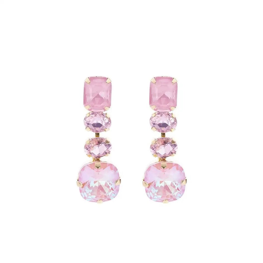 Glamour Statement Ohrringe Venedig rosa, luxuriöse Steine, Damen Accessoire