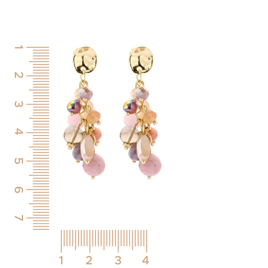 Statement Ohrringe Perlen Steine rosa beig gold