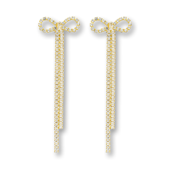 Statement Ohrringe Schleife Strass gold