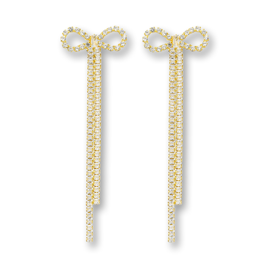Statement Ohrringe Schleife Strass gold
