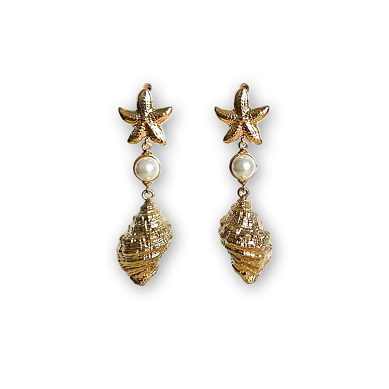 Statement Ohrringe Sommer mit Seestern und Perle