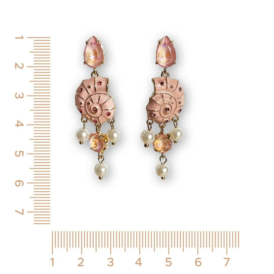 Statement Ohrringe Sommer Muschel rosa Perle. .