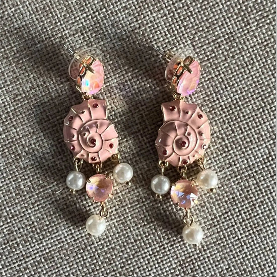 Statement Ohrringe Sommer Muschel rosa Perle