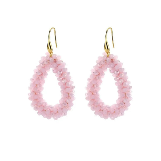 rosa Statement Ohrringe mit Kristallperlen, Damen Accessoires