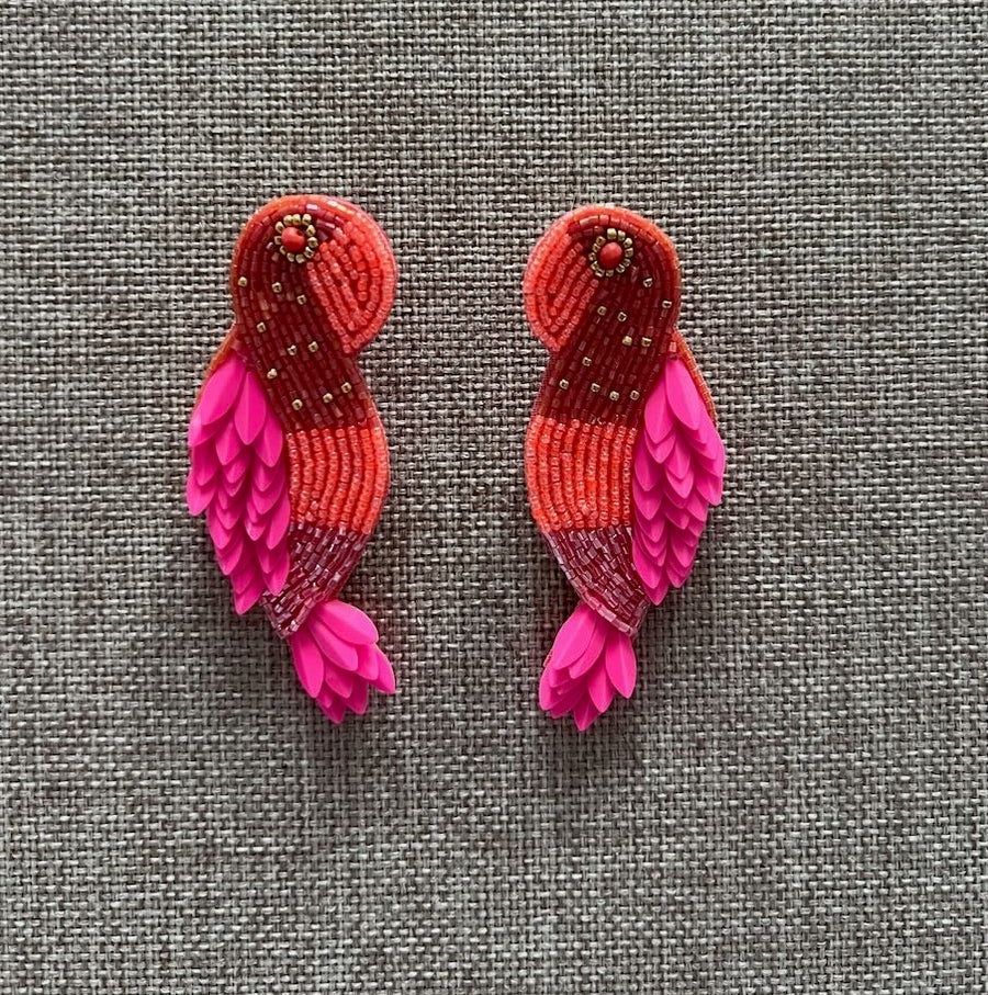 Statement Ohrringe Sommer Papagei pink