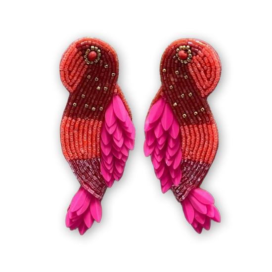 Statement Ohrringe Sommer Papagei pink