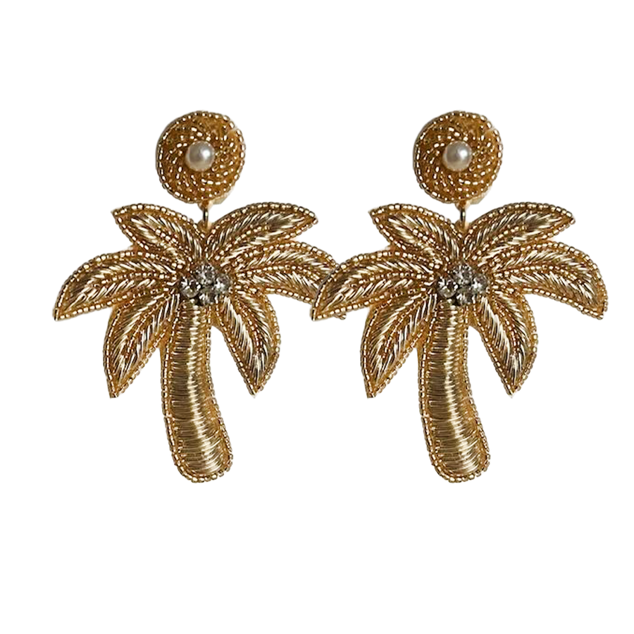 Statement Ohrringe Sommer Palme gold