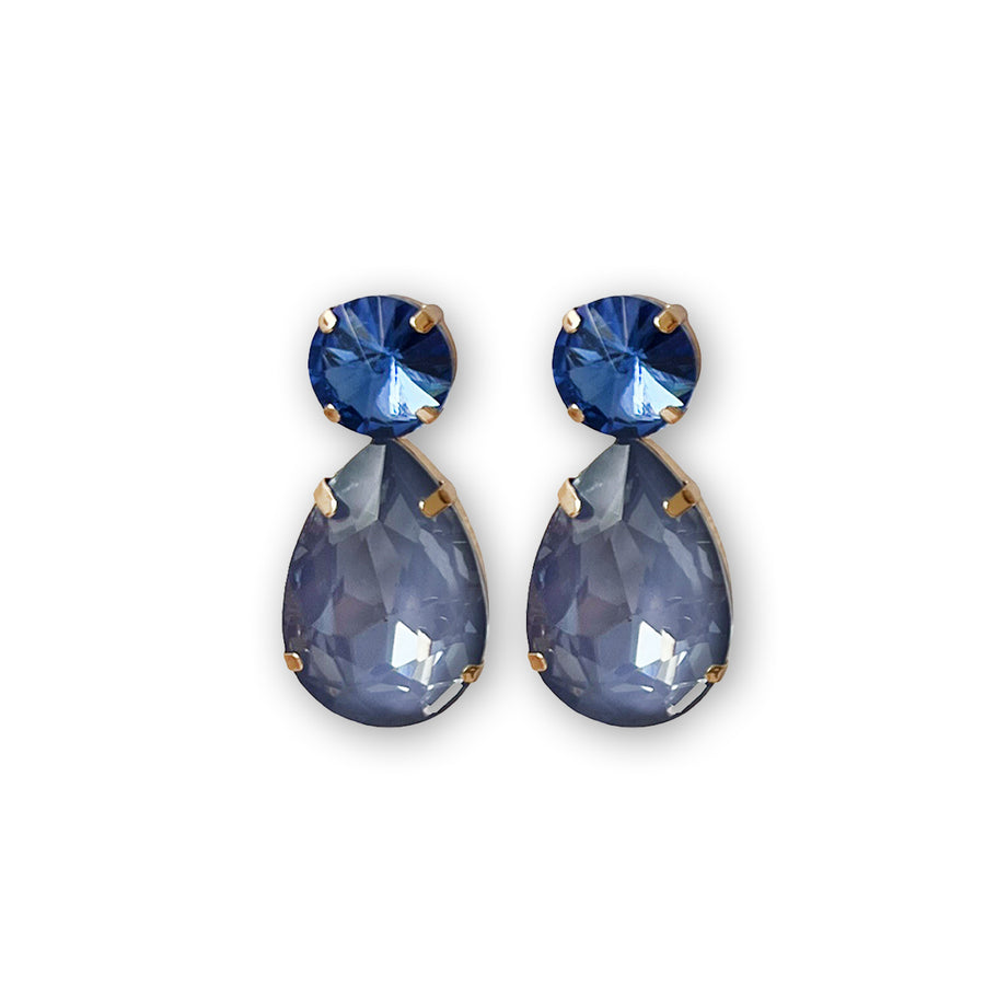 Statement Ohrringe Tropfen Kristall gold hellblau