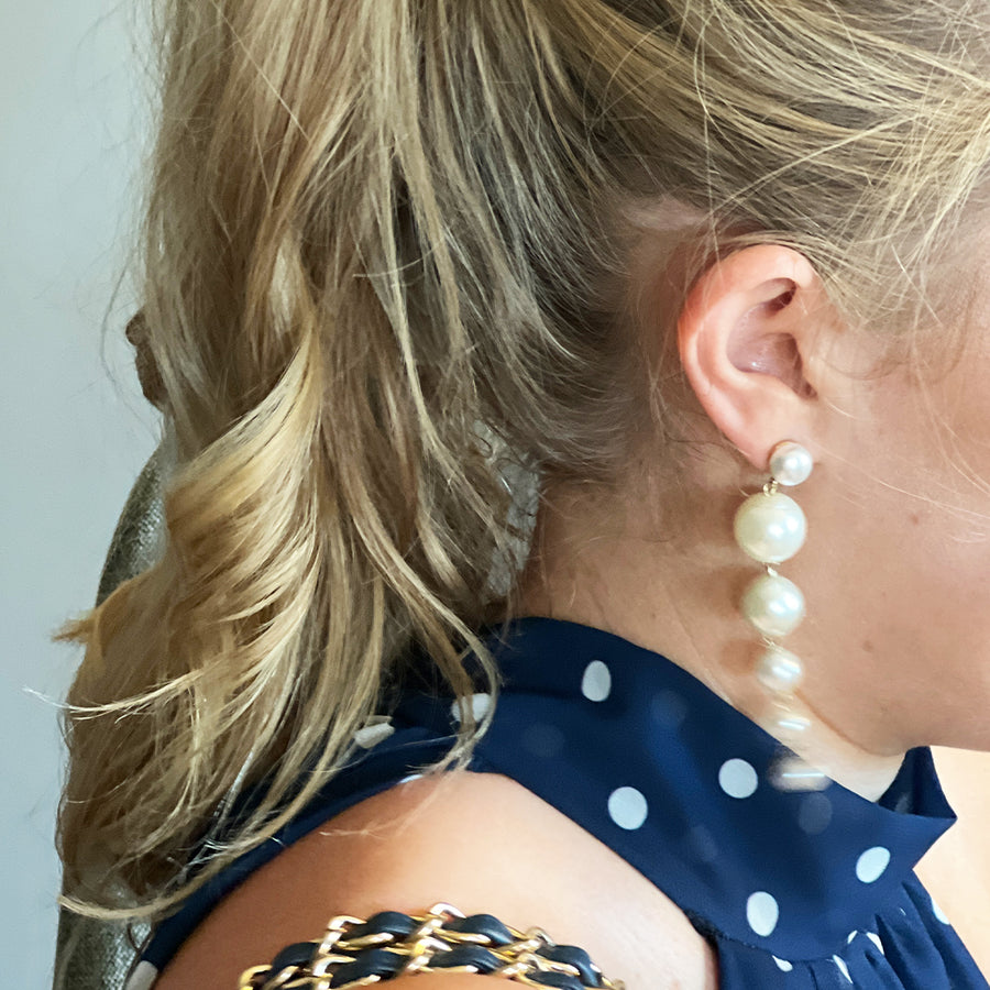 Statement Ohrringe lange Perlen Drops Model
