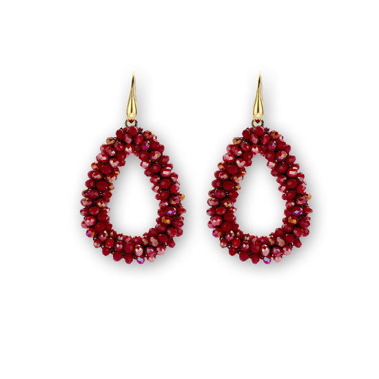 Statement Ohrringe teardrops Haken bordeaux