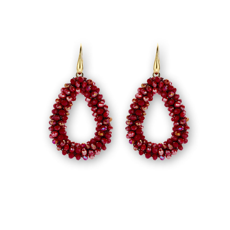 Statement Ohrringe teardrops Haken bordeaux