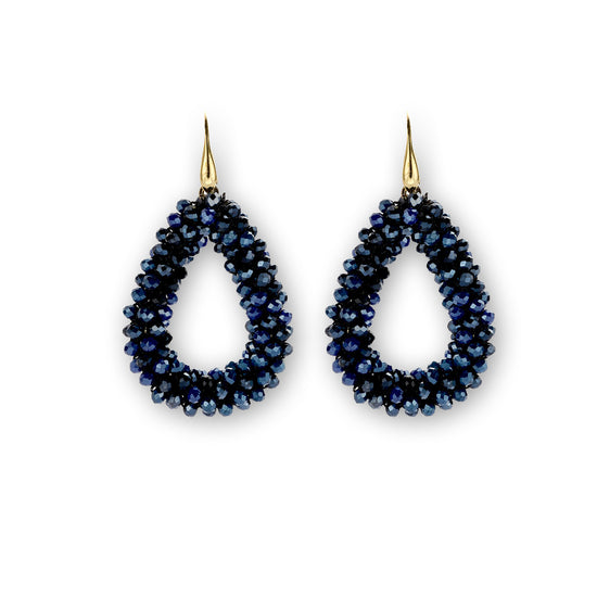Statement Ohrringe teardrops Haken dunkelblau