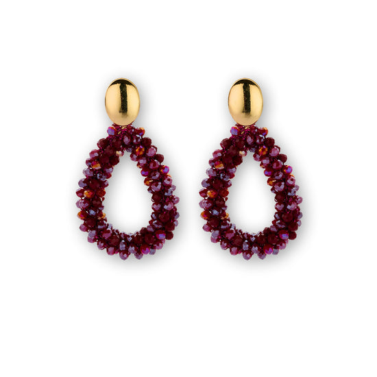 Statement Ohrringe teardrops Stecker bordeaux